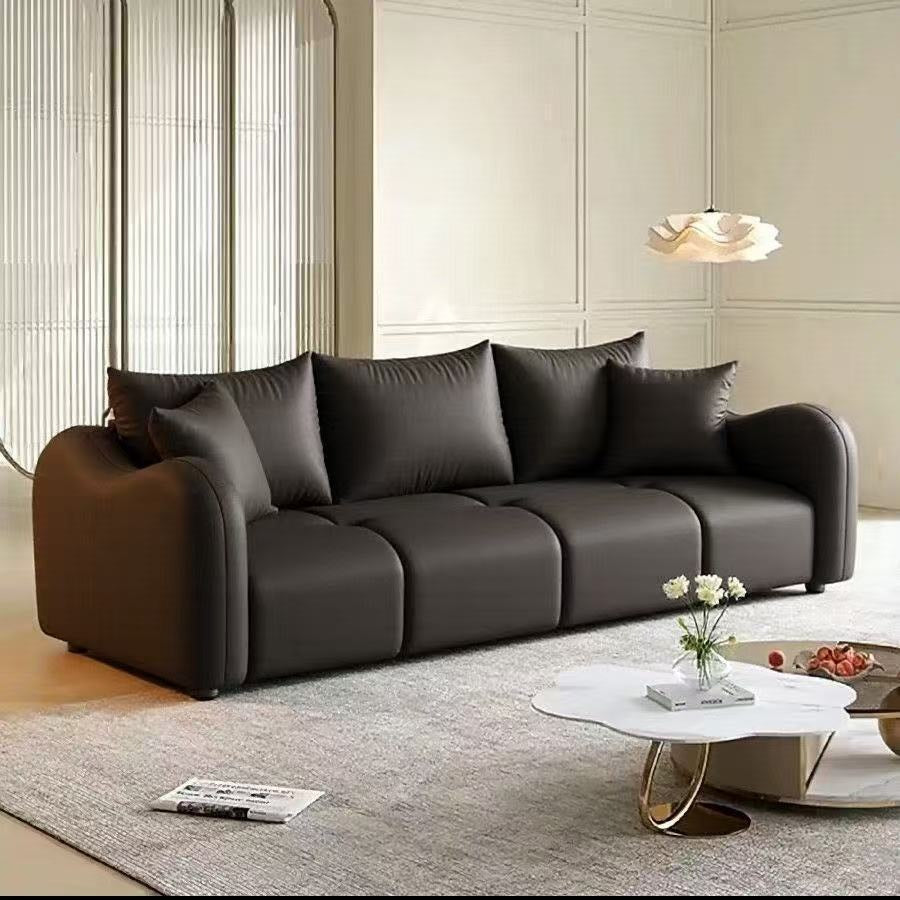 Sofa small apartment living room new arrival cream style straight row leather sofa modern casual apartment double sofa