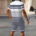 hot-selling men's polo shirt set, new summer two-piece casual short-sleeve and shorts set, dropshipping available