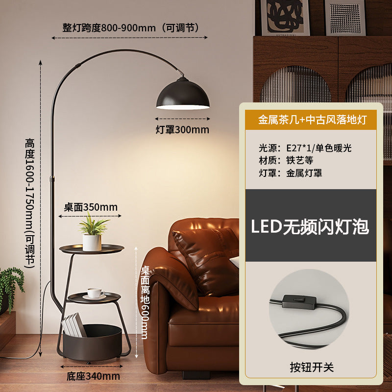 Fishing floor lamp retro living room sofa with storage rack all-in-one table lamp medievalclassy bedroom bedside lamp