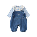 Autumn denim overalls new arrival one-piece girlsuit baby style overalls k-styletwo-piece setautumsuit