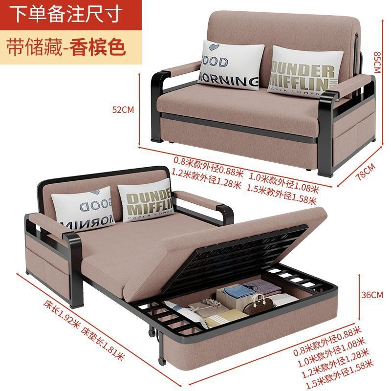 Sofa bed dual-purpose foldable small apartment living room multi-functional telescopic bed popular detachable washable fabric single sofa bed