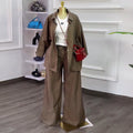 European and american cross-border women's fashion:  autumn new collection - stylish turn-down collar, loose-fit, three-quarter sleeve blouse and wide-leg pants set