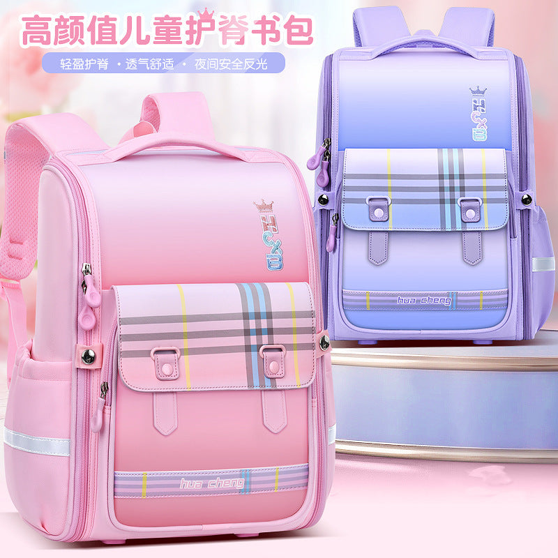 New primary school school bag for grades 1-6 Large capacity spine protection to reduce the burden Children's school bag Boys and girls backpack