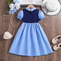 Girls' summer dress  new style: trendy two-piece look, overalls dress with puff sleeves for girls