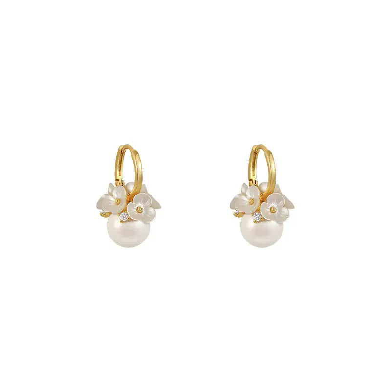 Forest style super fairy flower pearl earrings earrings for women niche style design accessible luxury earrings high-end retro elegant earrings