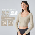 Fall and winternew arrival sports tops women's professional training running fitness long sleevesshortslimming look yoga clothes daw194
