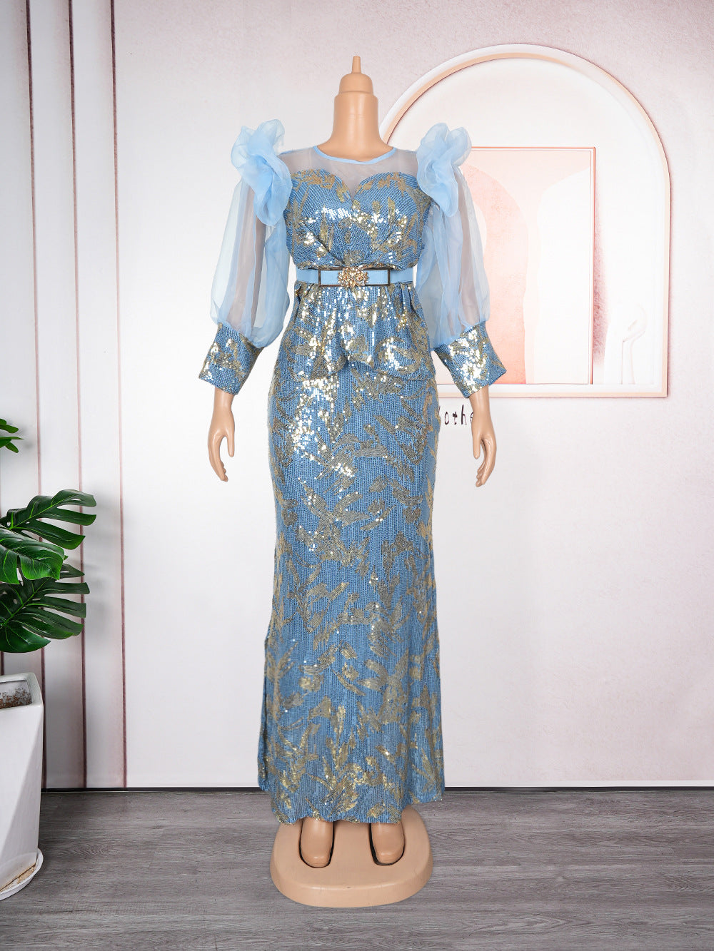 European and american cross-border e-commerce african women's plus size dress  fashion sequin christmas party dress