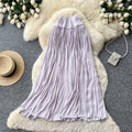K-style high waist pleated draped skirt women's spring summer a-line large hem work clothingelegant long skirt gentle multi-color