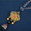 Car rearview mirror pendant chinese style ruyi lock hand-woven car pendant cloisonné tassel pendant with blessing character