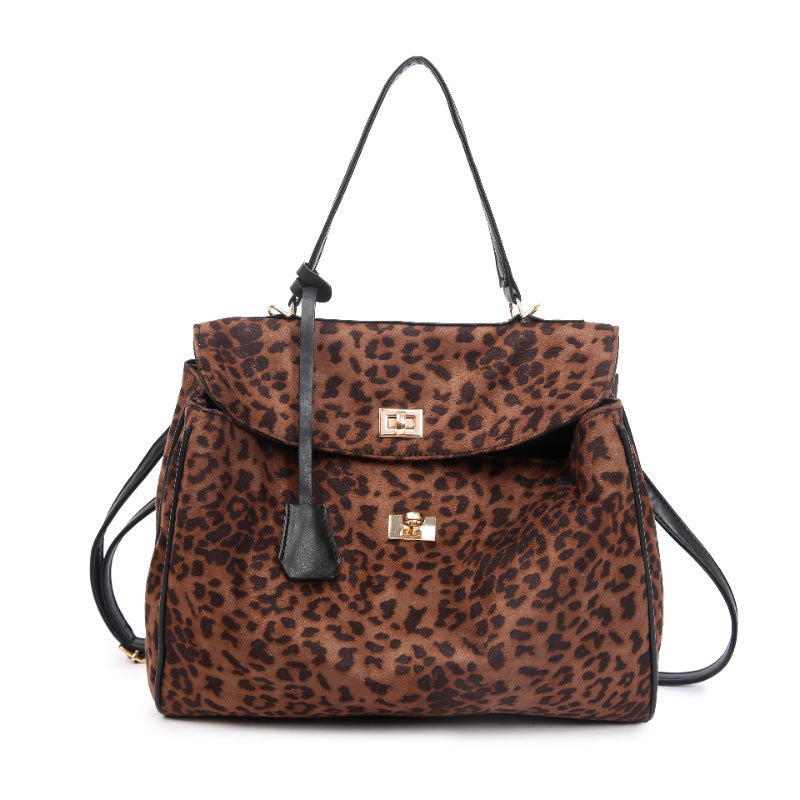 European and American fashion leopard print tote bag, high-end temperament commuter handbag, spring large-capacity casual shoulder bag