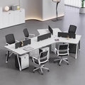 Steel frame asymmetrical creative three-person office desk and chair set, 6-seat employee workstation, minimalist modern computer desk