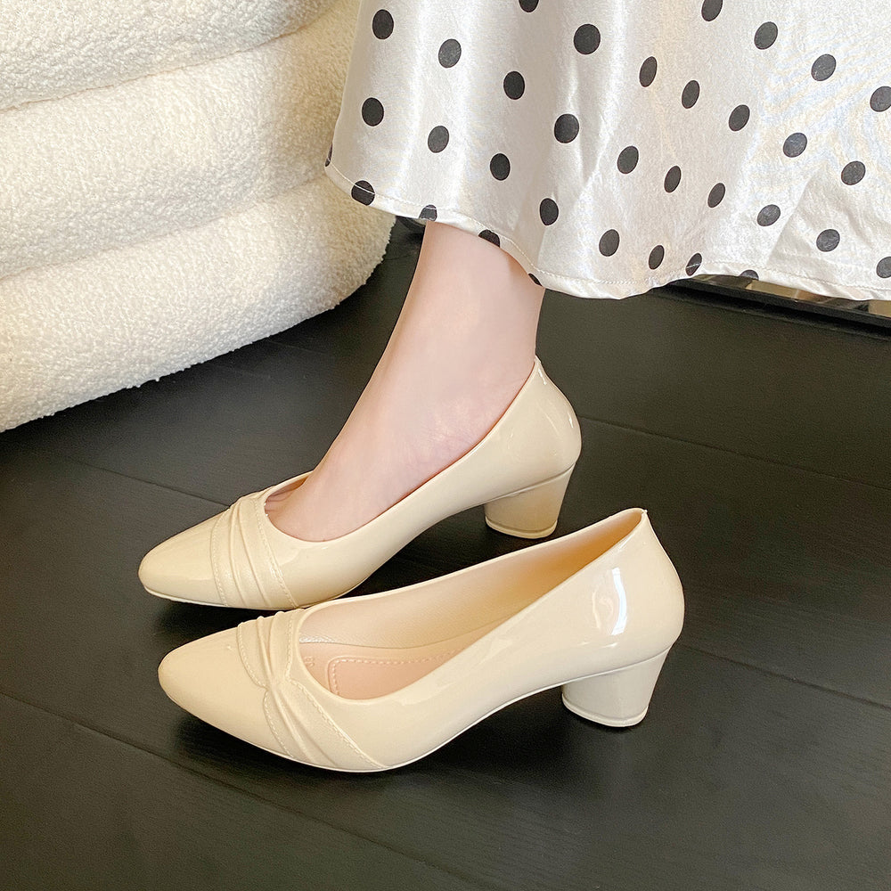 french pointed toe fashionoutwear sandals women's summer thick heel heightening non-slipeasiest for matchcasual toe flatsexport