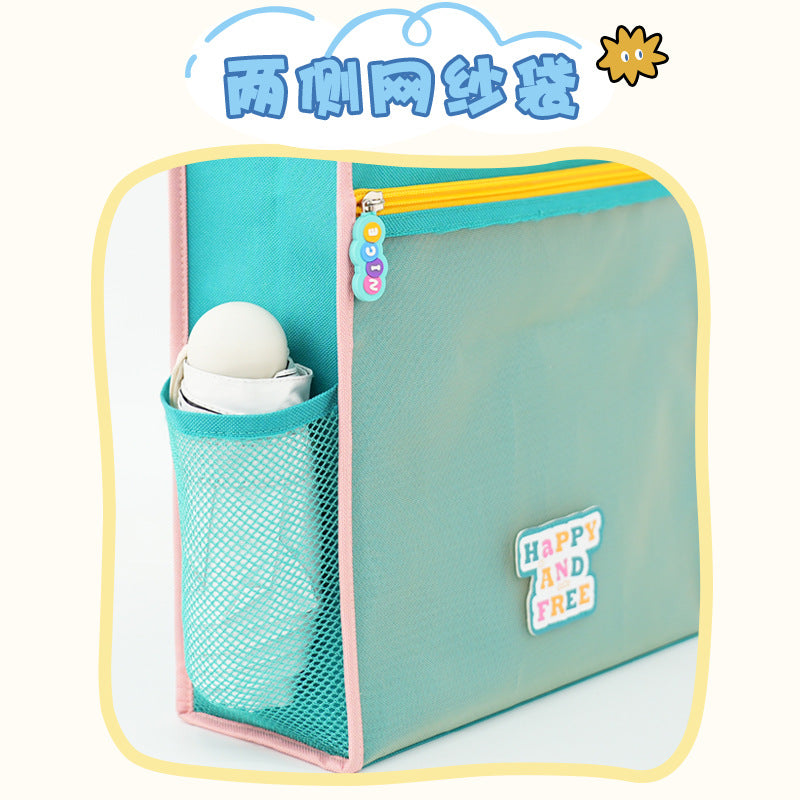 New mesh tote bag high value retro simple large capacity file bag student painting art bag tutoring bag