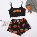 Fashion cross-border   fashion women's clothing skull hand printing suspender tops and shorts home wear suit