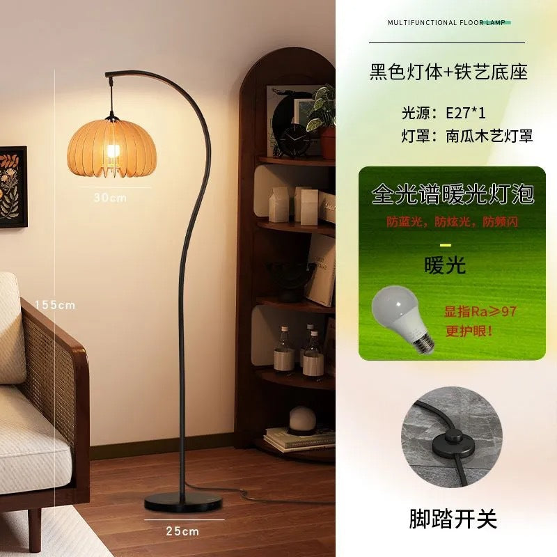 Used floor lamp - minimalist style for living room, beside sofa, bedroom ambiance, retro wabi-sabi style, study corner standing lamp