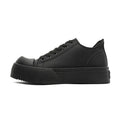 Spring chunky sneakers: black platform height increasing athletic casual board shoes, versatile commute leather low-top wear-resistant derby shoes