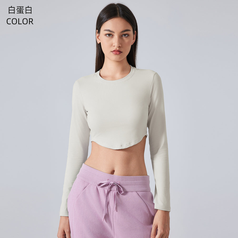 New women's yoga top: skin-friendly, barely-there feel, breathable fitness top, cropped, slim-fit, long-sleeve activewear (daw193)