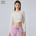 New women's yoga top: skin-friendly, barely-there feel, breathable fitness top, cropped, slim-fit, long-sleeve activewear (daw193)