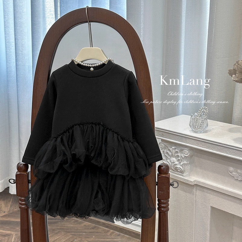 Girls' dress  spring new arrival: stylish black baby girl tutu princess dress, little girl's mesh skirt
