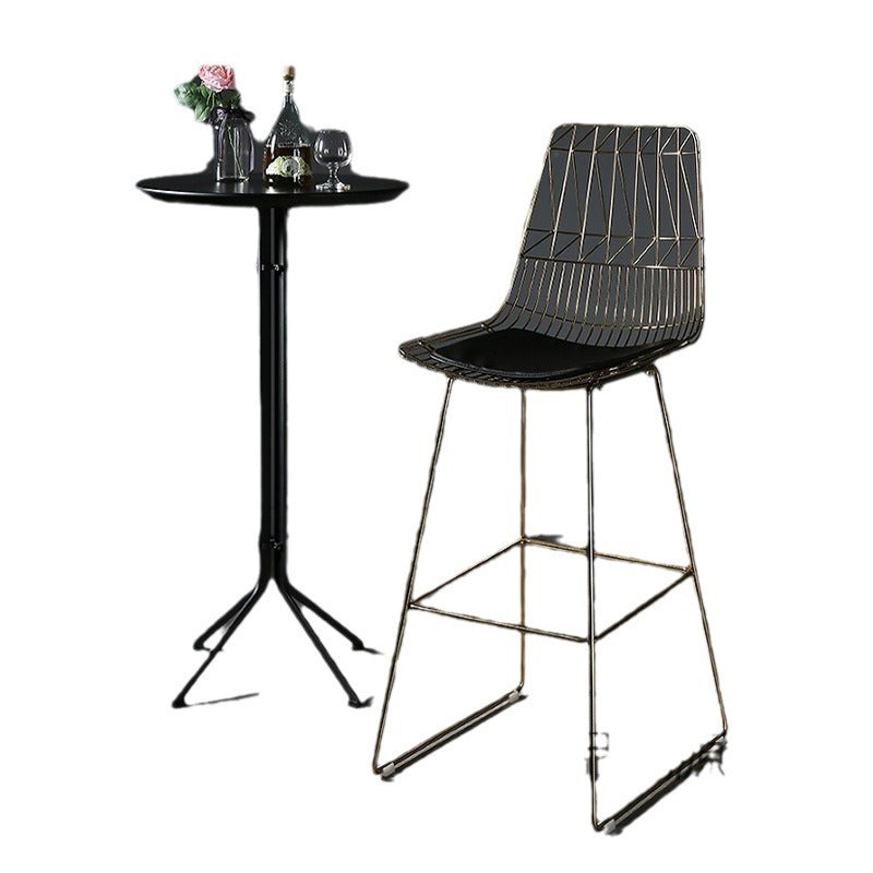 Nordic Bar Light Luxury Creative Wire Bar Chair Modern Simple Cafe Milk Tea Shop High Stool Leisure Metal Chair