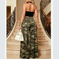 European and american high-waisted camouflage wide-leg jeans - new fashion ruffle pleated casual pants for  cross-border women's fashion