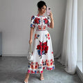 new european and american style printed elegant dress