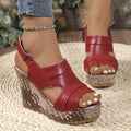 Wholesale women's plus size wedge heel sandals for cross-border e-commerce:  summer new fish mouth high heel platform velcro sandals