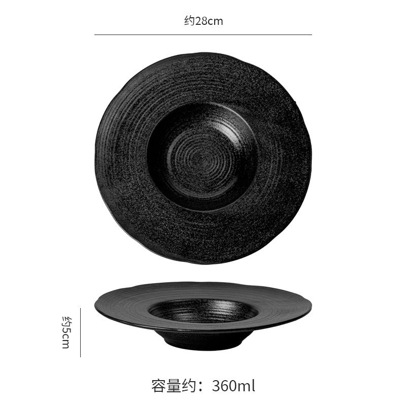 Classy texture ceramic plate restaurant hotel high-looking soup plate pasta plate cooking plate plate home straw hat plate