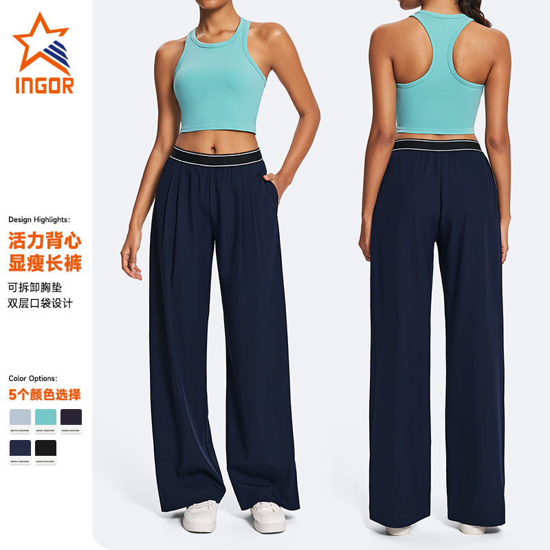 Sports vest suit running outdoor breathable looseslimming look yoga clothes women's pilates beautiful training vest