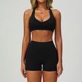 Summer cross-border barely-there yoga set - backless, tight-fitting, quick-dry activewear - outdoor sports running three-piece set 9300