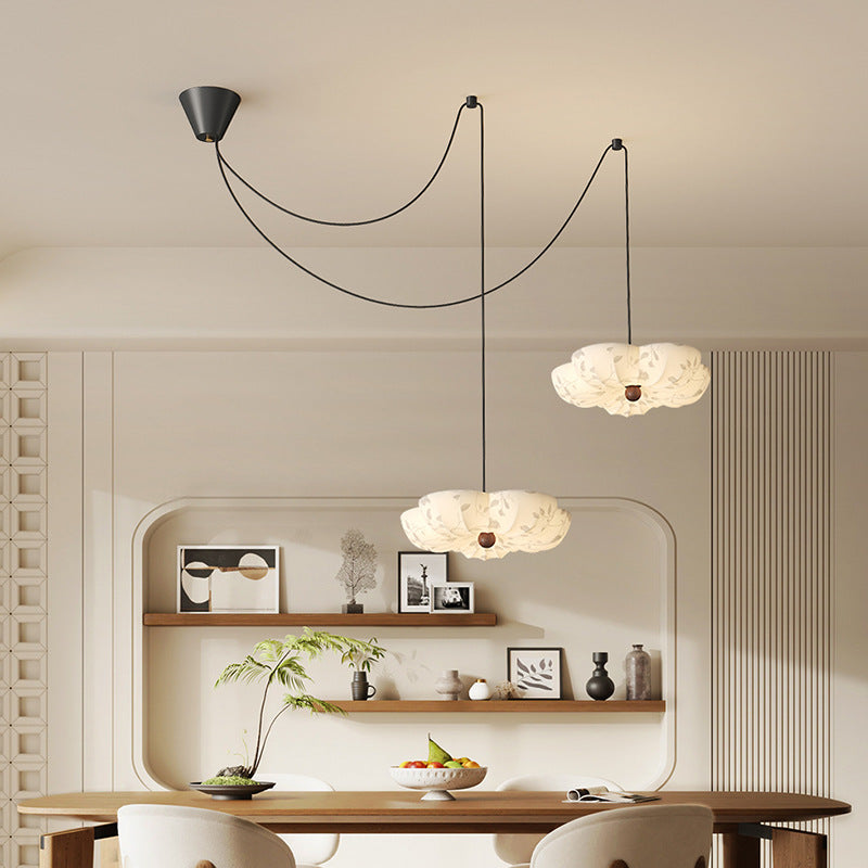 Medieval Fabric Restaurant Chandelier Song Dynasty Aesthetics New Chinese Designer Dining Table Flower Light Retro French Lighting