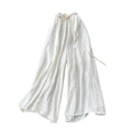 Retrowork clothing style high waistcasualloose pants women's summerlooseslimming lookdrapedtie backcasualpants relaxation