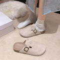 New arrival lazy shoes birkenstock slippers women's spring & fall home thick solenon-slipoutwearpure color toe-cap half slippers wholesale