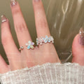 Dopamine flower ring - unique design, high-end feel, adjustable open ring, perfect for students, decorative accessory