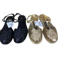 Za2025 new retro round toe flat roman sandals - woven, hollow-out, single strap buckle, fashionable closed-toe sandals