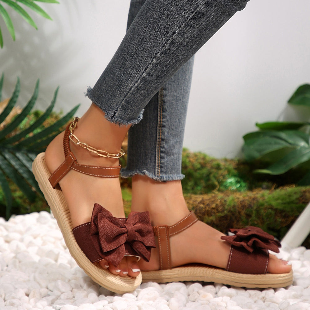 e-commerce  summer new arrival: plus size women's sandals - southeast asia style, bow accent, comfortable soft sole