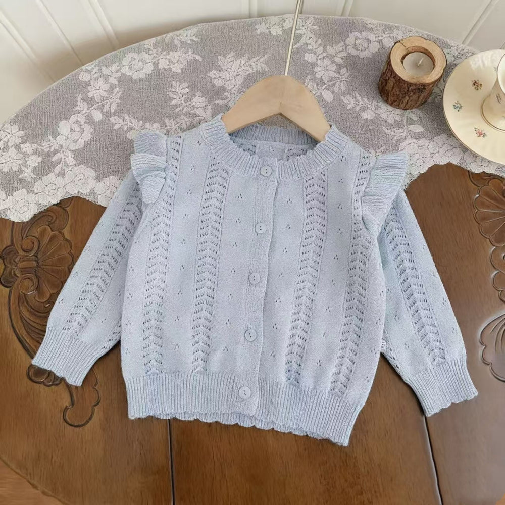 girls' air conditioning cardigan - summer lightweight knit outerwear for kids - baby shawl/sun protection top