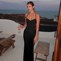Amazon  independent station cross-border best selling women's sexy see-through high slit backless suspender dress