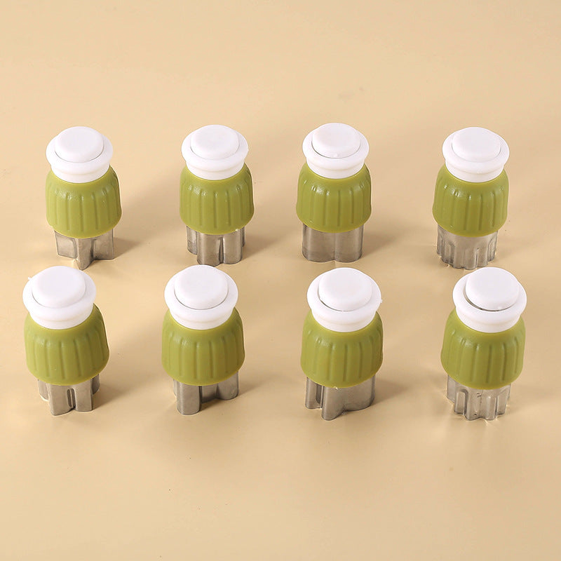 Factory's new 8-piece set of stainless steel lever-type vegetable and fruit cutters, butterfly mask printing molds, full hand protection