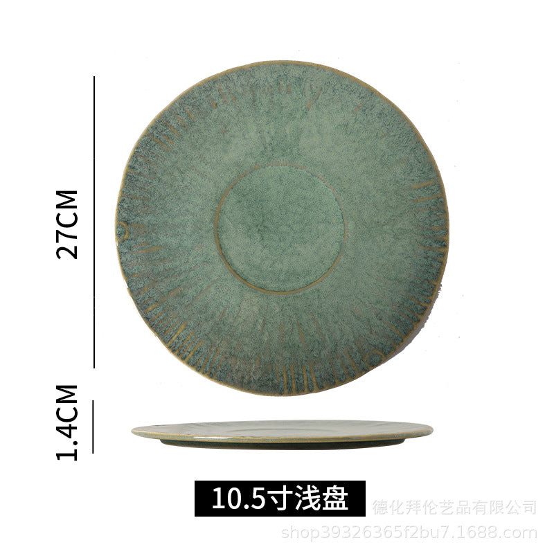 Japanese creative kiln-turned tableware ceramic suit restaurant for home model room stylish ceramic plate for one person to eat