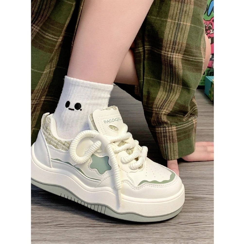 K-style sports women's shoes new arrival2026 popular women's shoes ins trendy thick sole sneakers niche style american retrowhite shoes