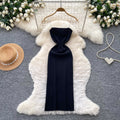 Luxury sleeveless chain strap knit dress - women's summer slimming sexy a-line dress - commute-friendly high-end maxi dress