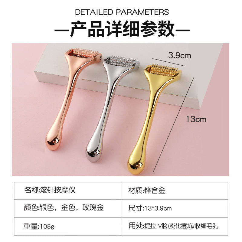 3d roller face slimming massager needle roller massager facial soothing beauty acupuncture single wheel facial massage stick