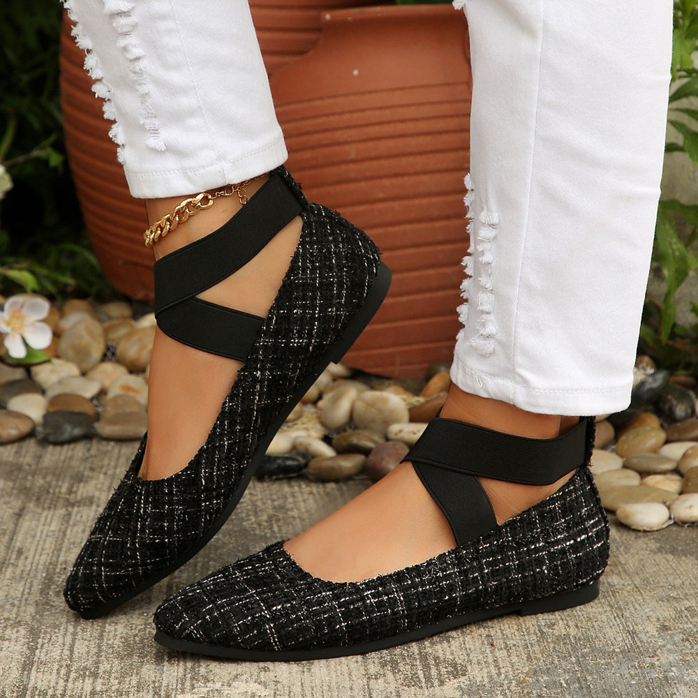 Exportplus sizeflats elastic band flatsflats women's cross-border suede pointed toe slip-on lazy work women's shoes wholesale
