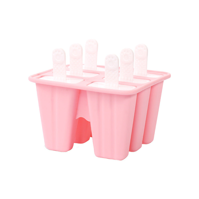 ice cream mold 6 grids with pp stick new children's silicone ice grid DIY ice cream mold ice box