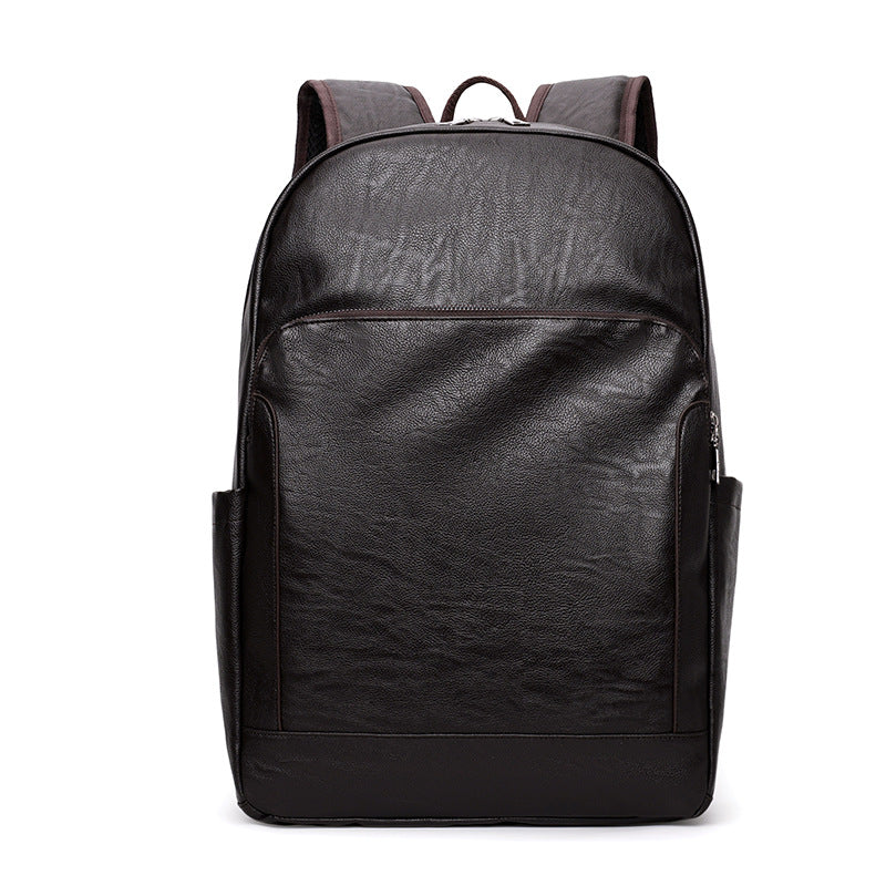 New multi-compartment men's PU leather backpack business fashion large capacity computer backpack travel backpack multi-function