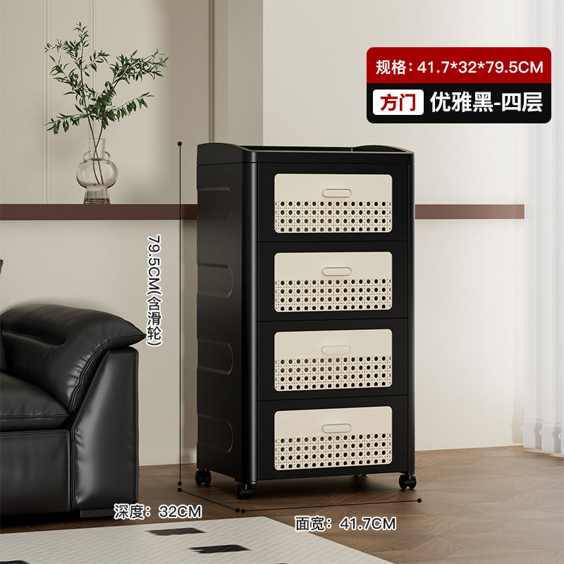 Household trolley foldable storage rack multi-functional finishing box living room bedroom dustproof thickened snack storage cabinet