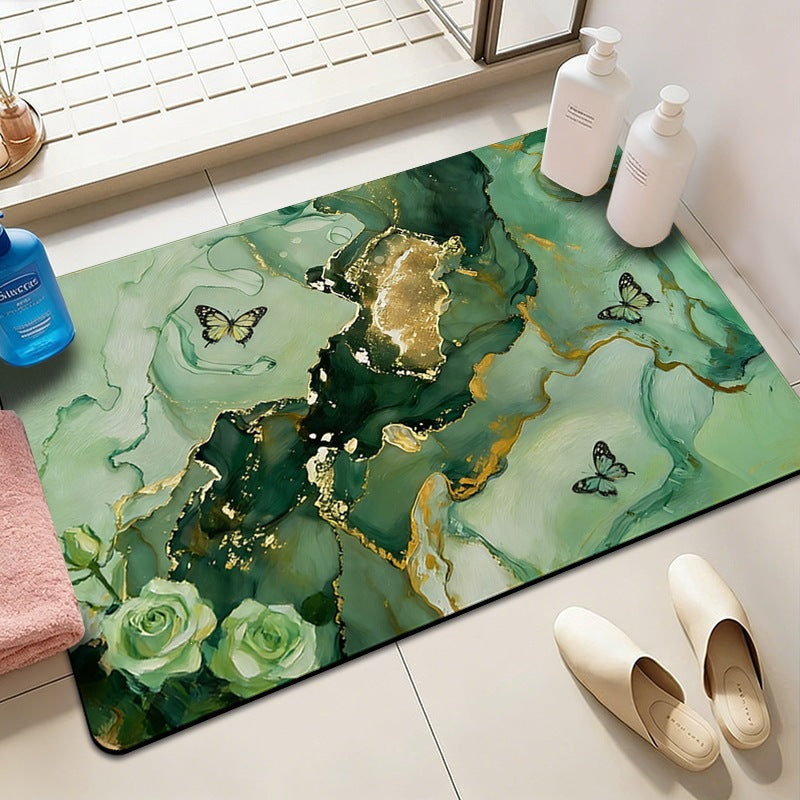 dropshipping oil painting style marble diatom mud bathroom non-slip foot mat water-absorbent quick-drying floor mat