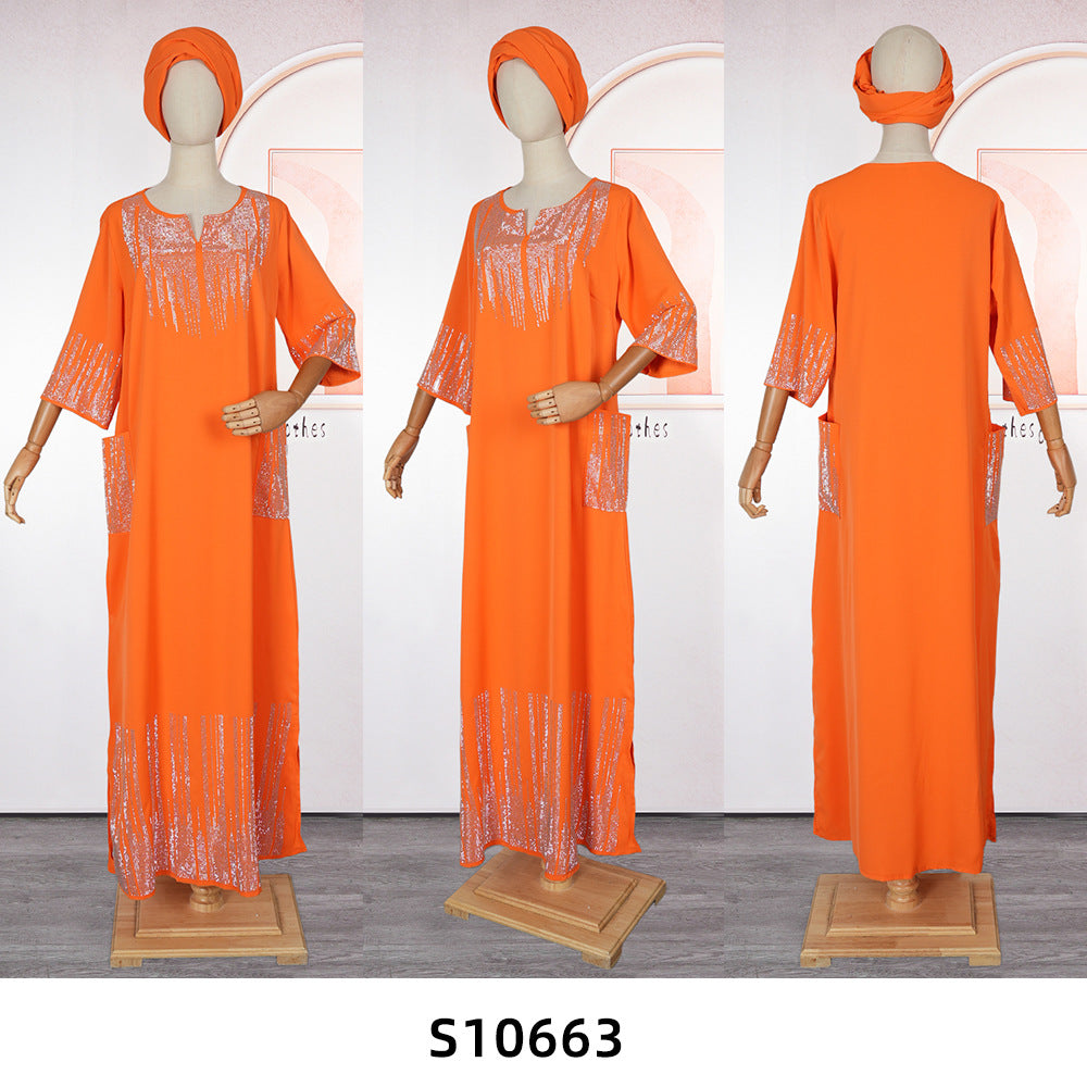 Aliexpress  cross-border sourcing: african fashion women's mid-sleeve everyday commute dress