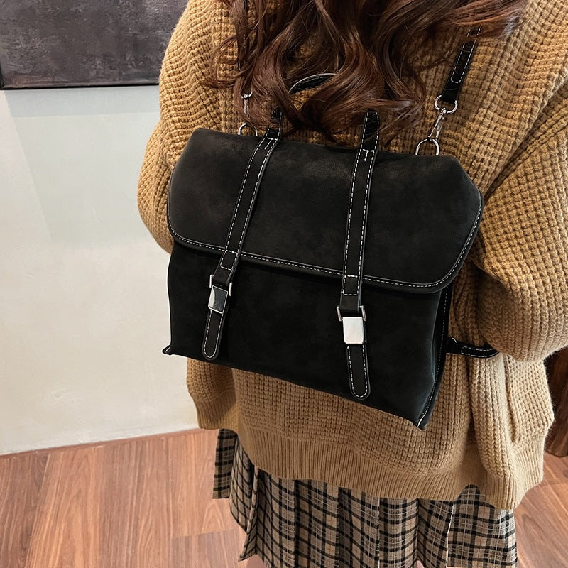 Retro oil wax leather backpack women's high-end sense niche portable shoulder large bag large capacity travel backpack tote bag